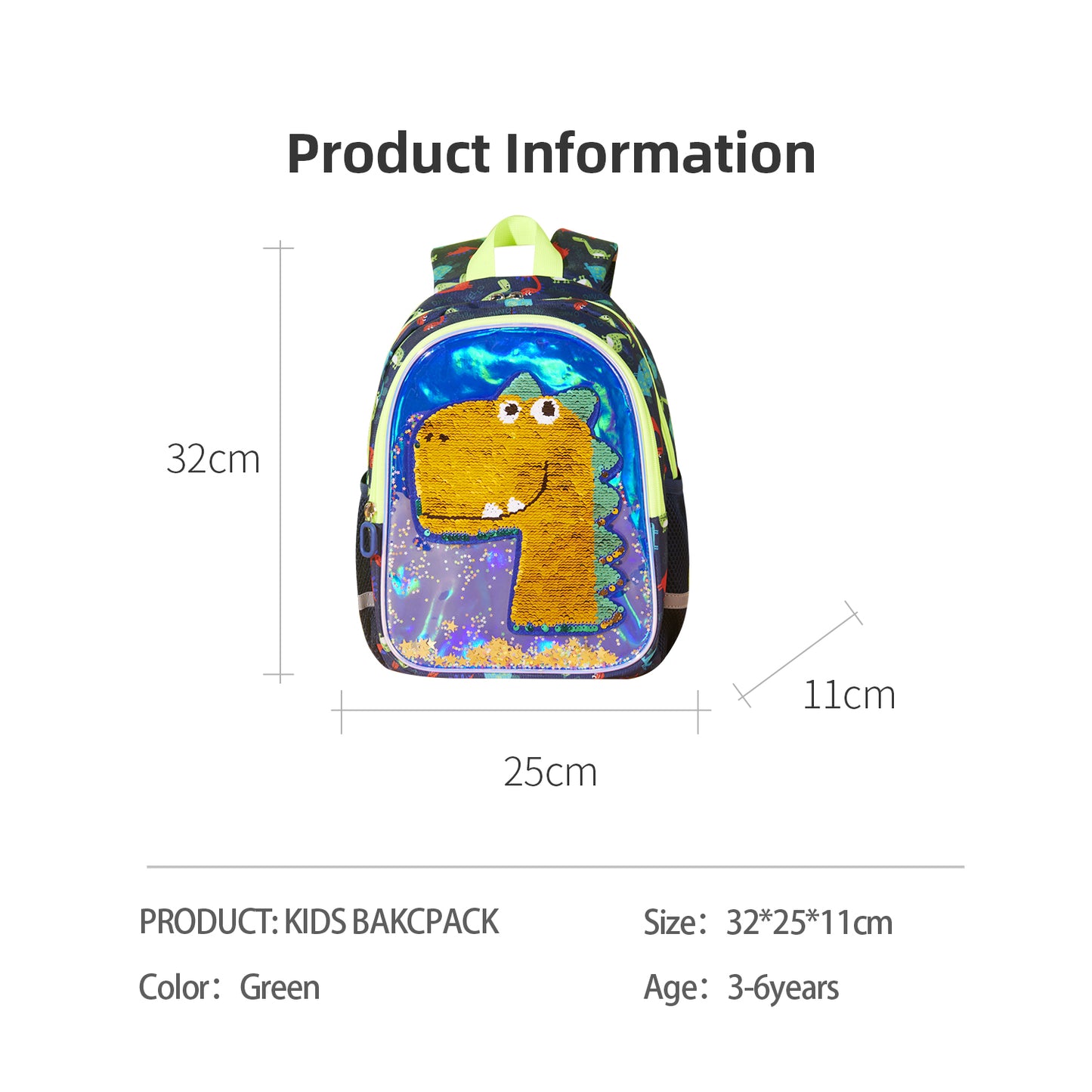 Dinosaur Sequin Children's Backpack