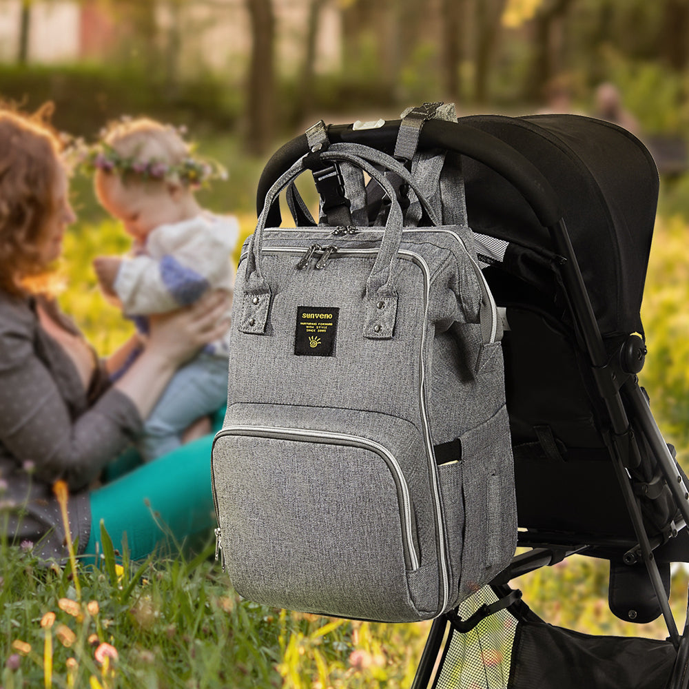 Diaper Bag Backpack with Multiple Zippered Compartments