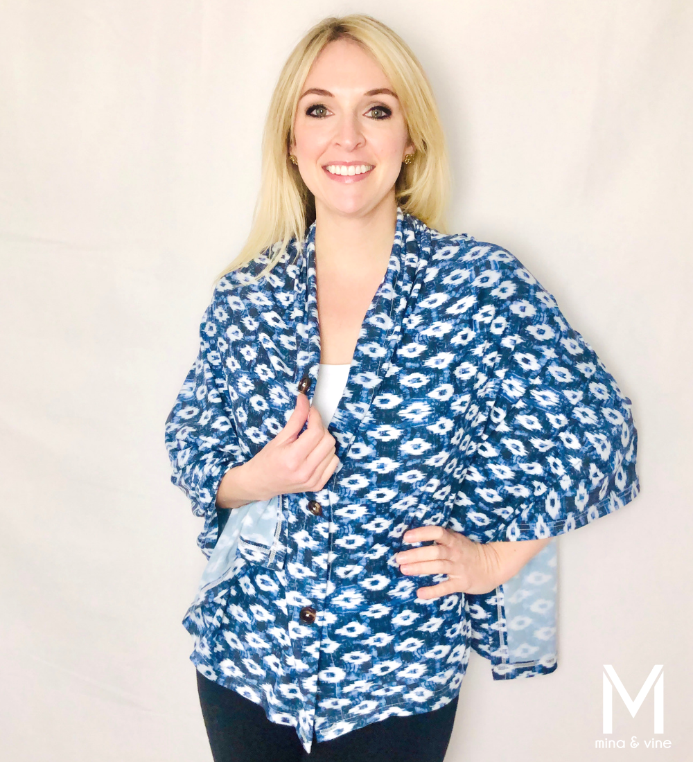 Multi-Function Magnetic Scarf/Nursing Cover - Blue