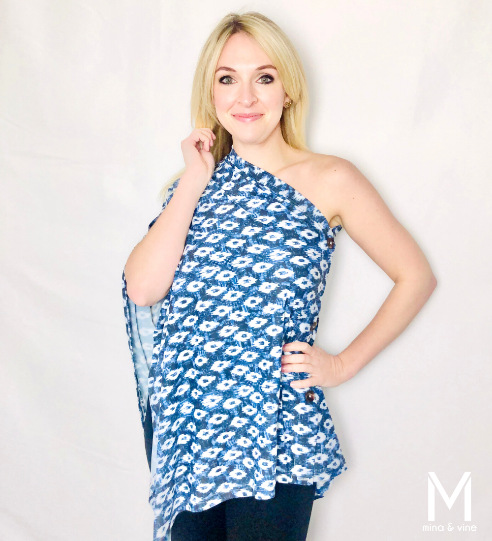 Multi-Function Magnetic Scarf/Nursing Cover - Blue