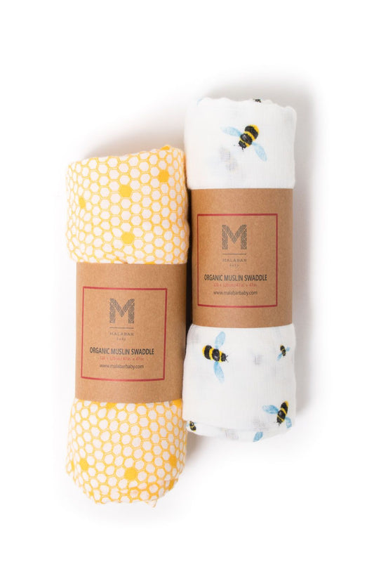 Organic Swaddle Set - Busy Bees